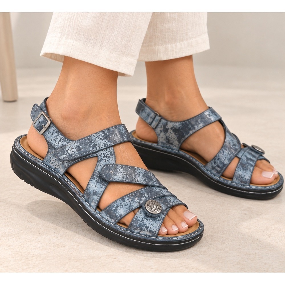 Finn Comfort Gomera-S Sandals Womens 39 US 8-8.5 Marine Isotta Leather Germany